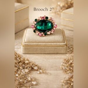 Green & Pink Crystal Brooch